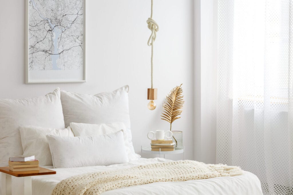 gold accent decor in bedroom