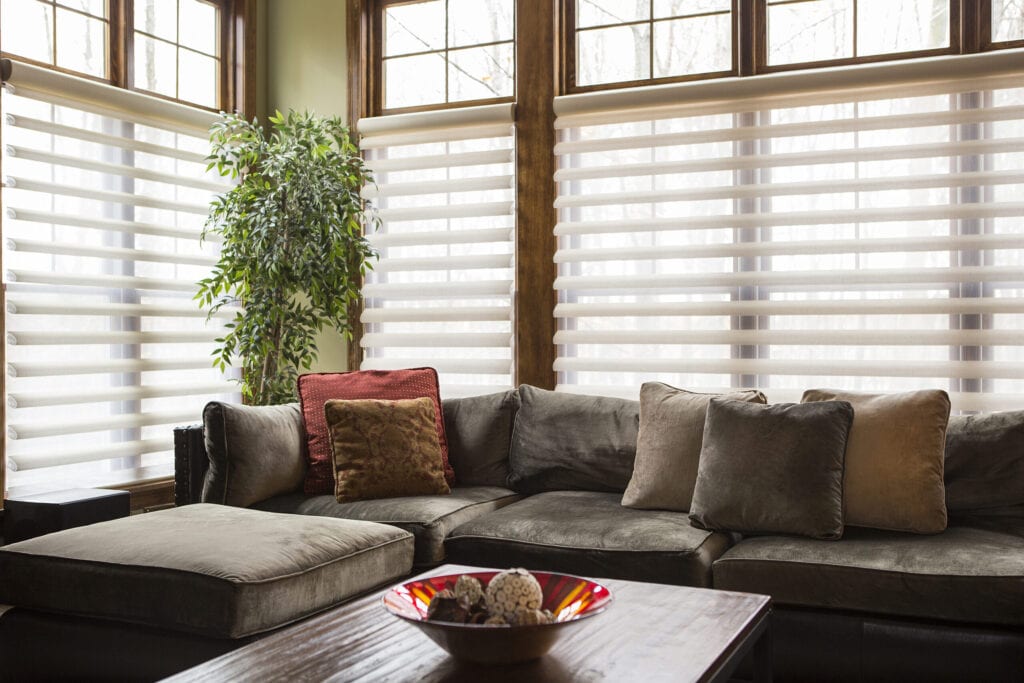 Sofa and blinds in living room