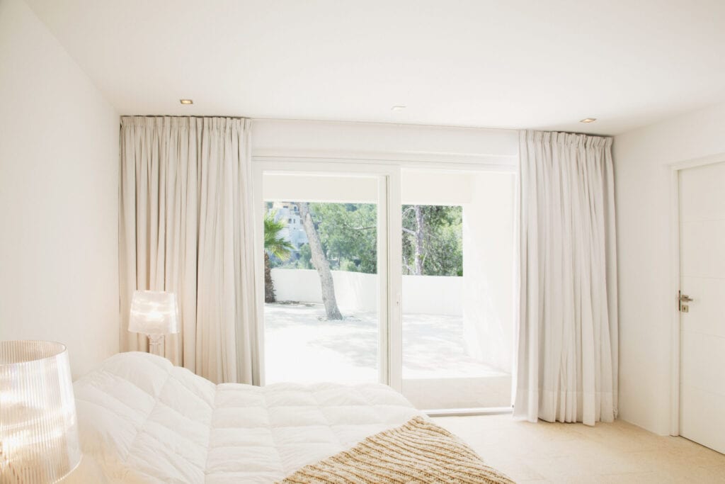 bedroom with curtain
