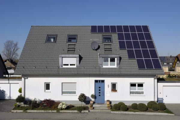 House with solar panels on roof