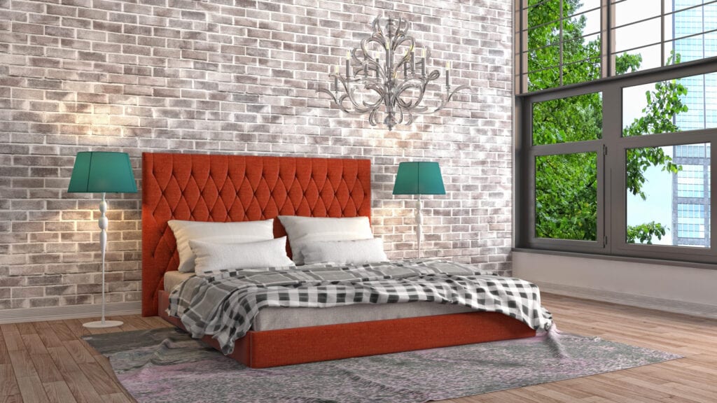 bedroom with burnt orange 