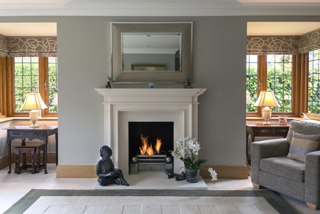 Fireplace and armchair living room