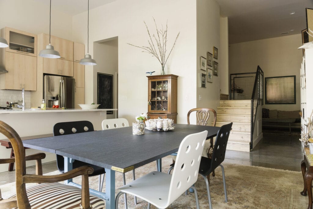 Dining table and chairs in modern living space