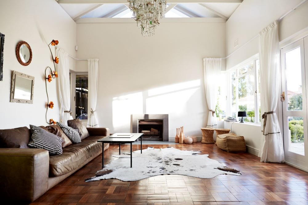 Rustic, modern, bohemian living room