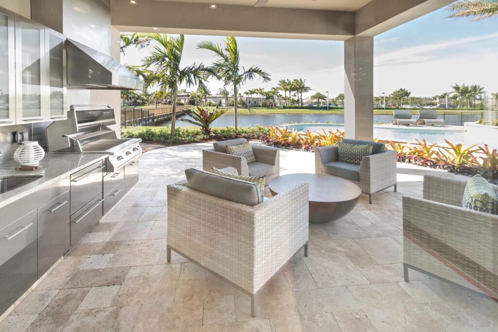 Outdoor patio with kitchen