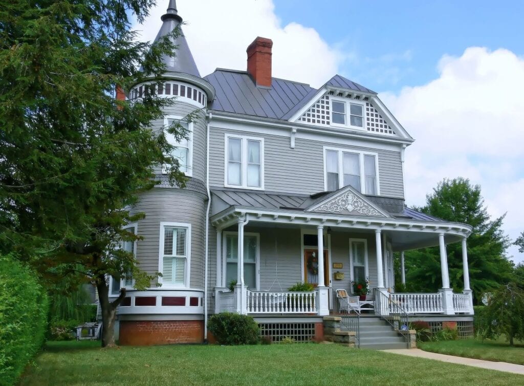 Beautiful gray Victorian mansion