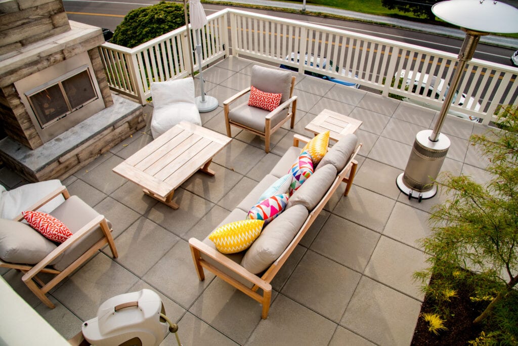 High angle view of a modern outdoor living space