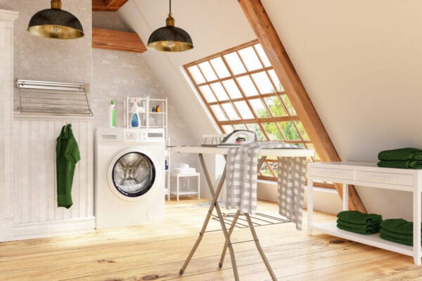 Laundry Room with Washer and Iron