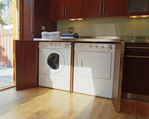 Washer and Dryer in Corner of Kitchen