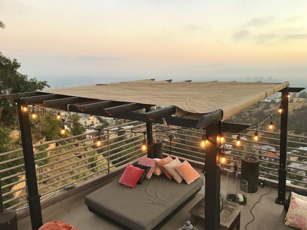 rooftop deck with bed