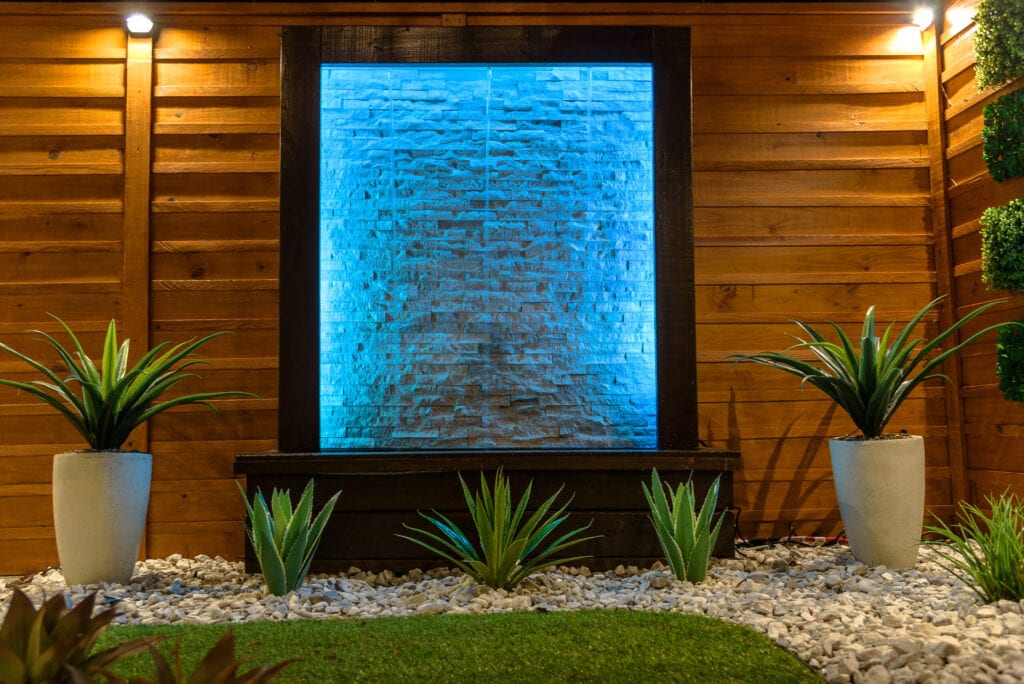 light up water wall feature 