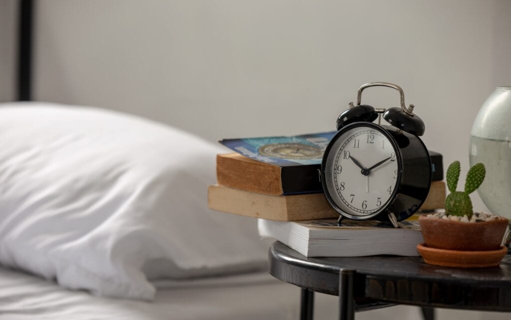 alarm clock on nightstand