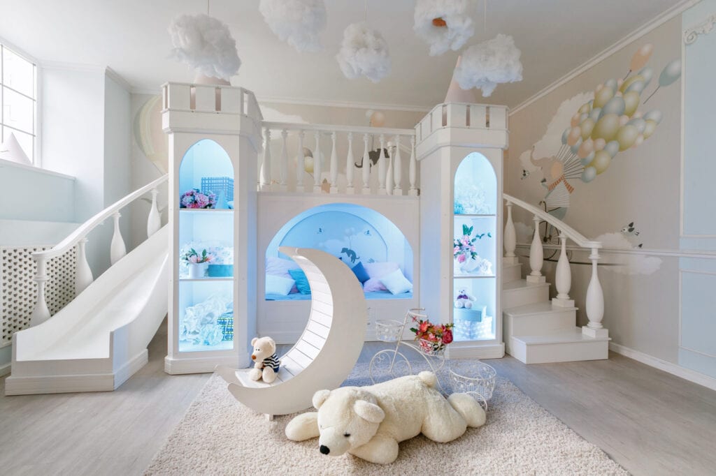 kids bedroom with slide