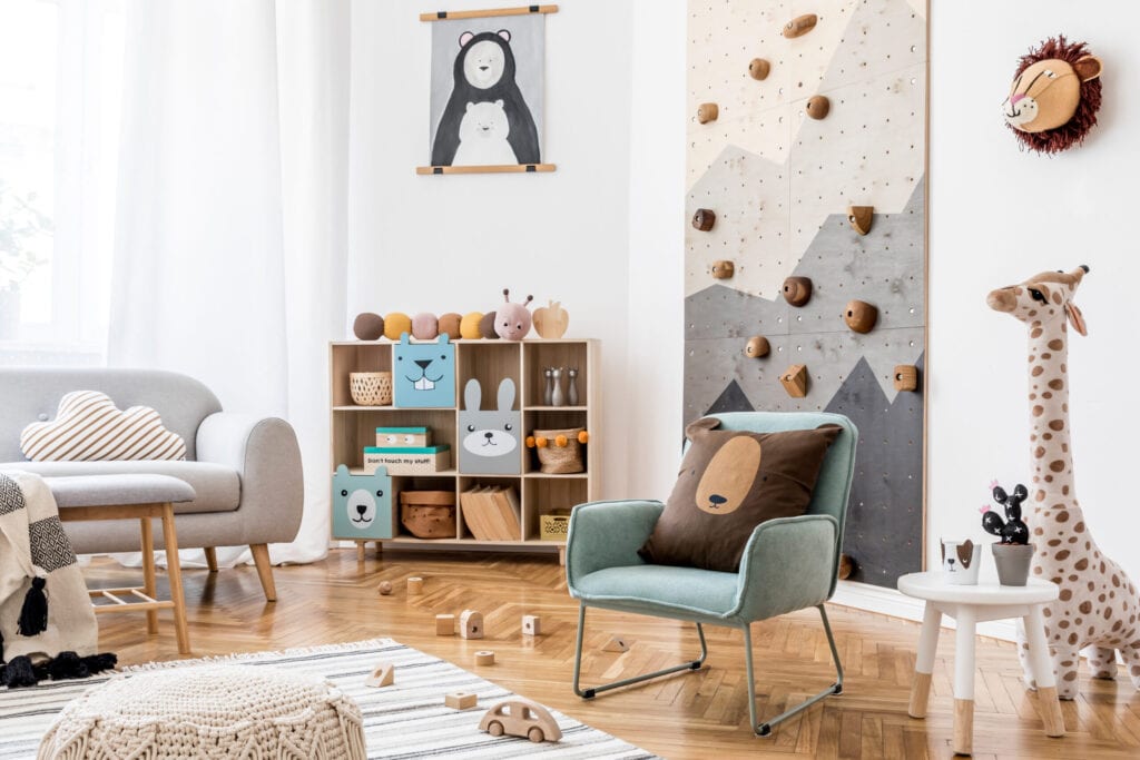 rock wall in bedroom 