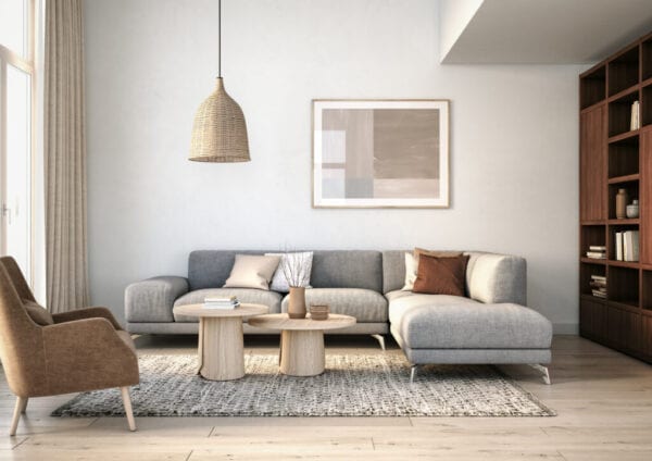 Modern scandinavian living room interior - 3d render