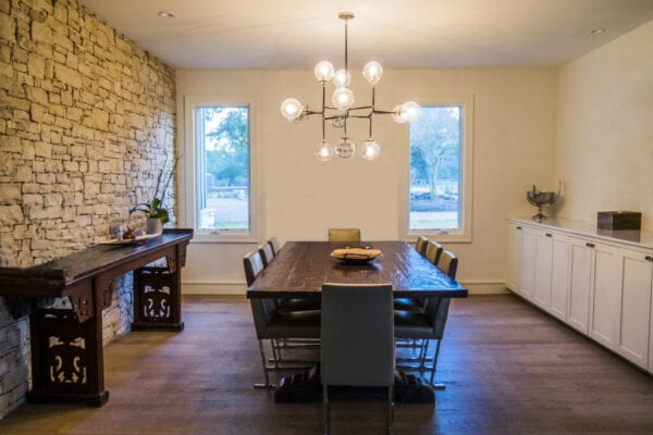 Modern Clean Domestic Dining Room with Wood Table