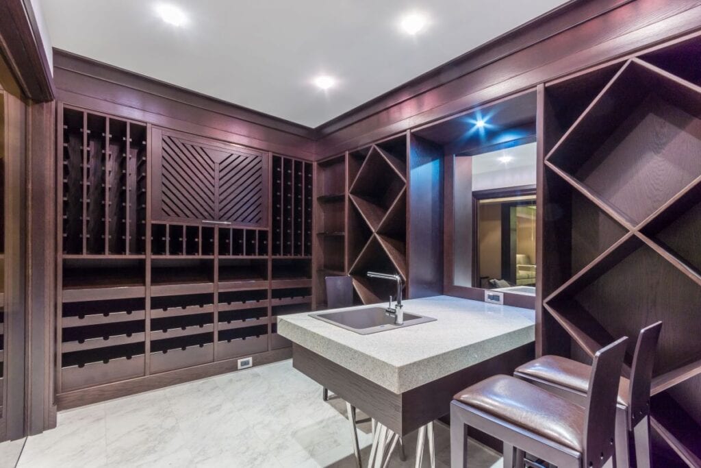 Brand new wine cellar and tasting room with unique contemporary shelves