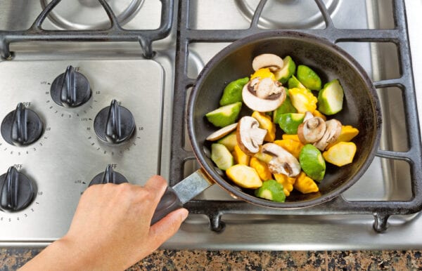 Cooking veggies on a stovetop