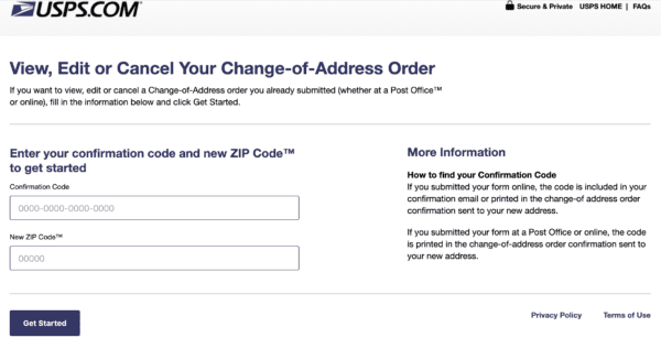 change address usps