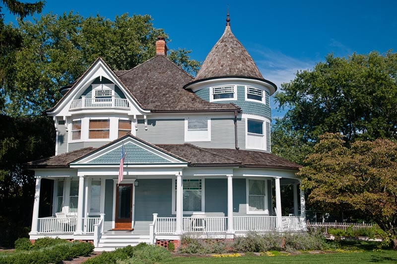 Front view of a victorian style house