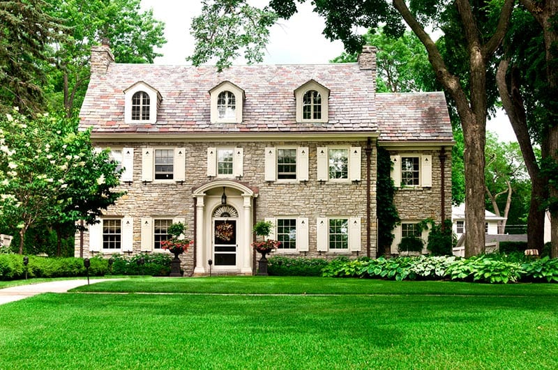 Front view of a Colonial style house