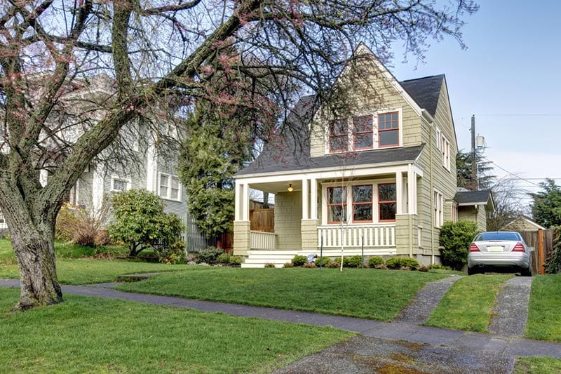 Front view of a Craftsman style house