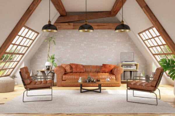 Triangle Shaped Attic Concept Living Room