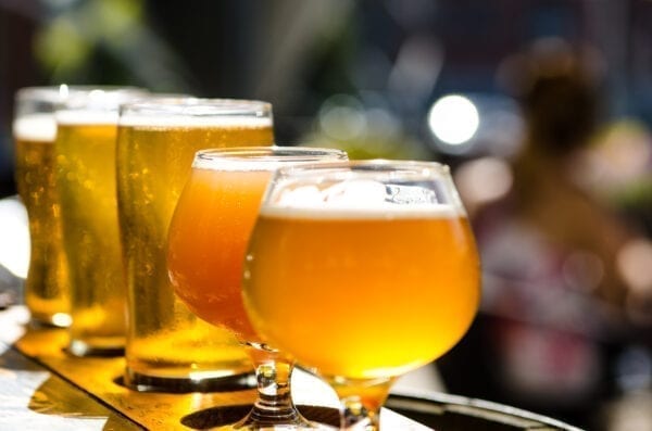 image of many beer glasses filled with beer