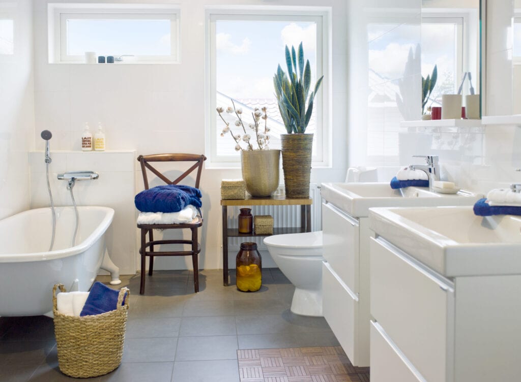 bathroom with blue accents 