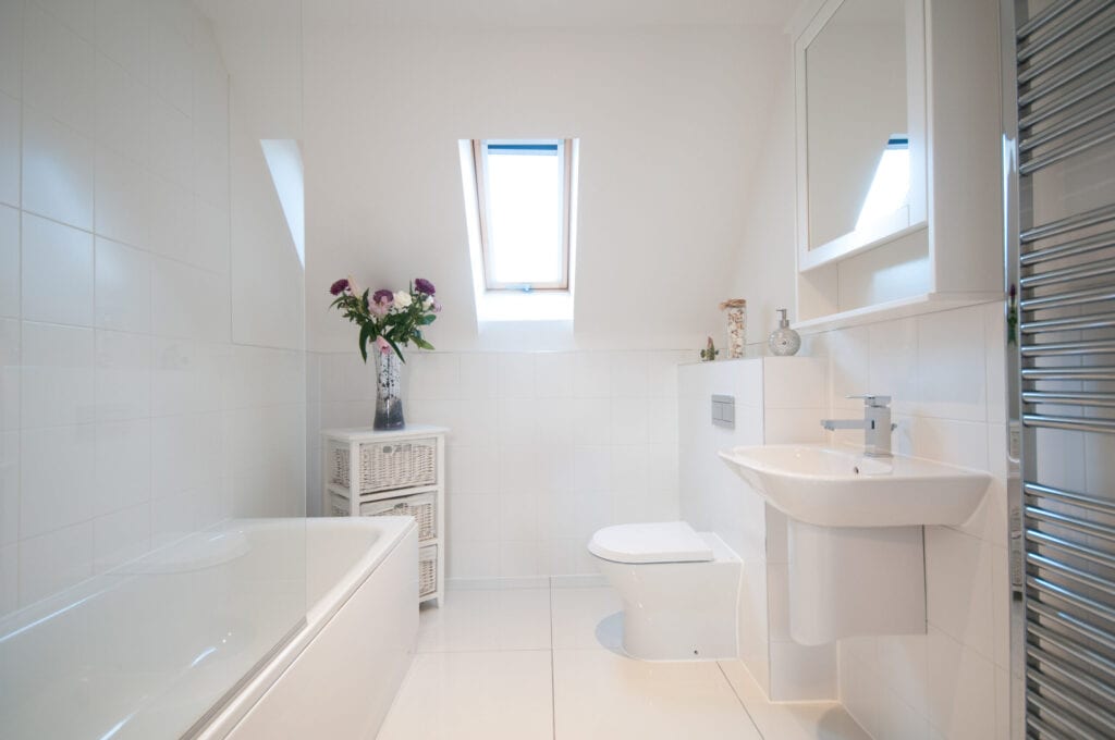 A general interior view of within a home affordable bathroom décor 