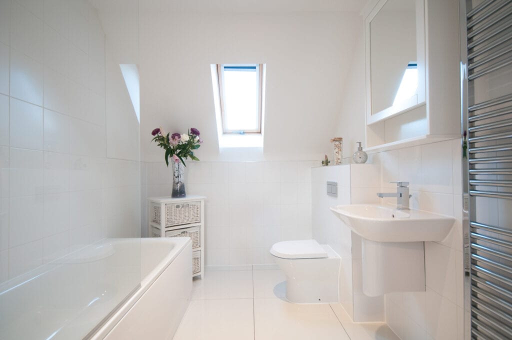 A general interior view of within a home affordable bathroom décor