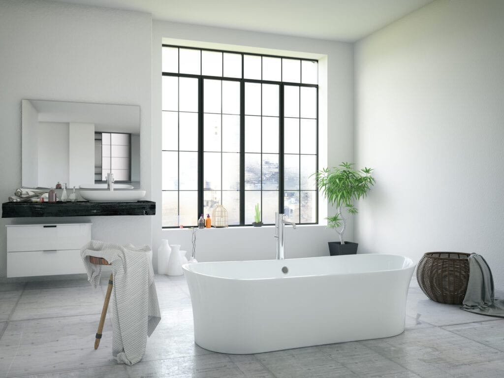 Bathtub in the modern interior