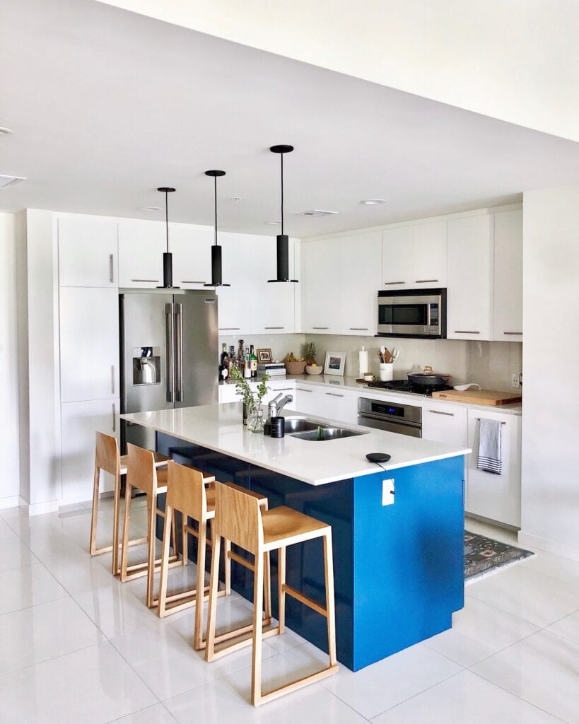 blue kitchen island