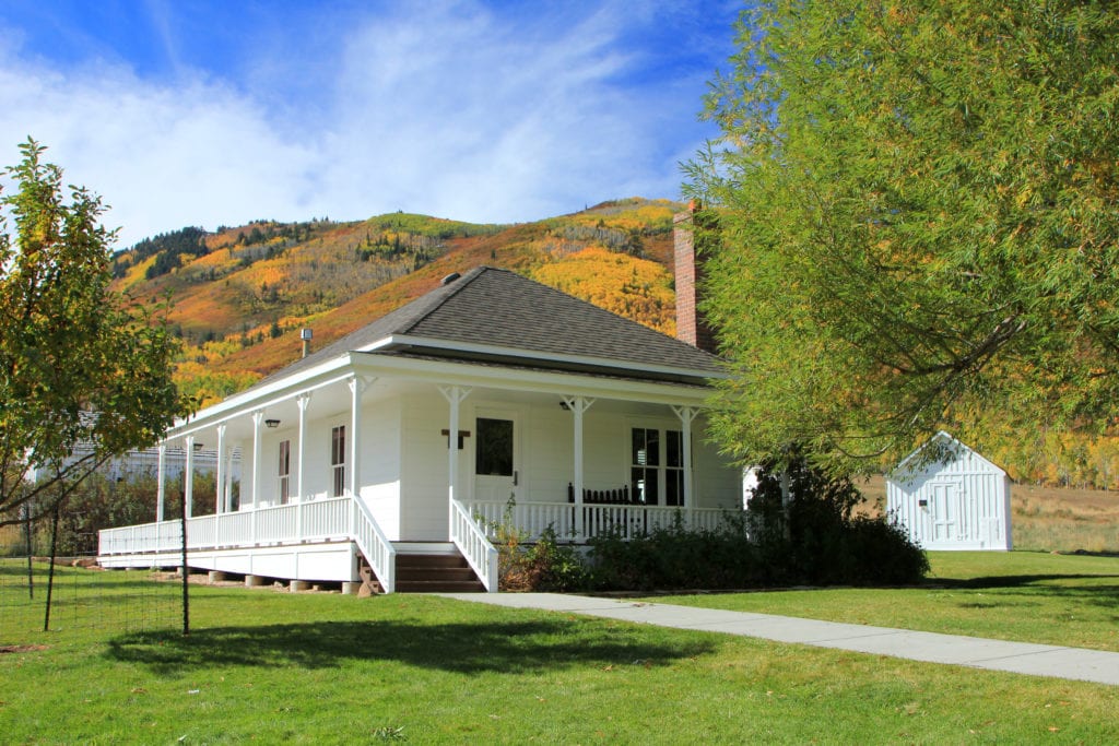 Historic farmhouse in rural countryside