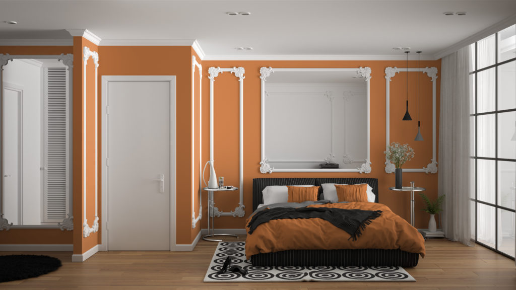 Terracotta-colored bedroom