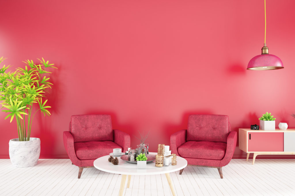 Raspberry colored living room paint