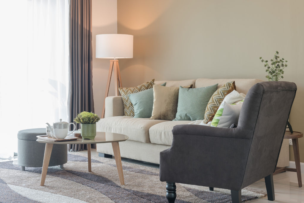 Cozy living room with plush armchair and couch