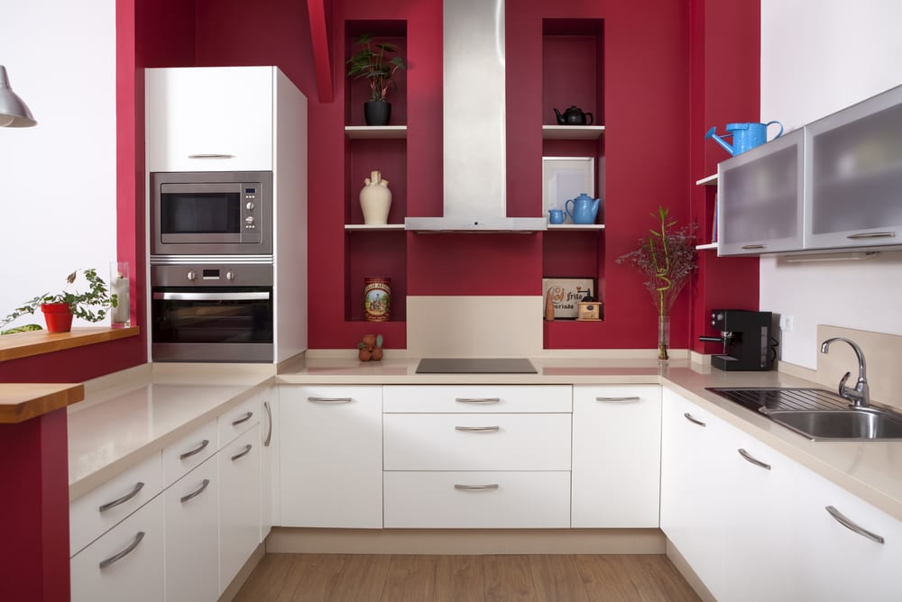 Deep red in a traditional kitchen