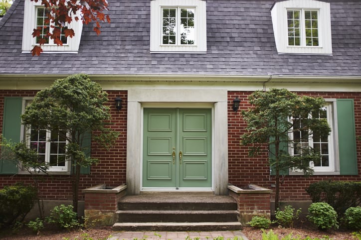 Fresh green front door