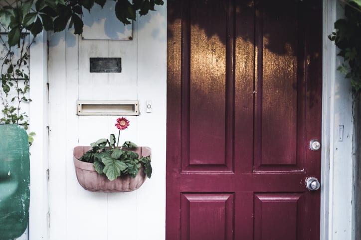 Maroon door entrance