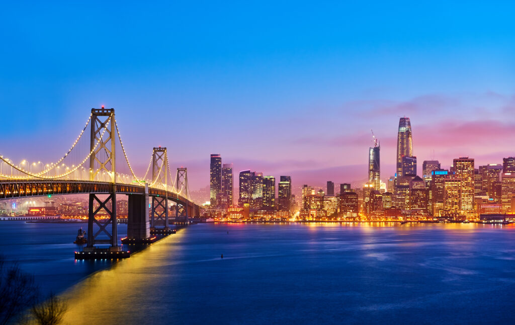 San Francisco skyline at sunset, California, USA