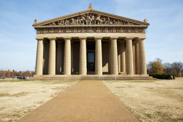 The Parthenon, Nashville, Tennessee, Centennial Park, Full Scale Replica Of Greek Parthenon At Sunset