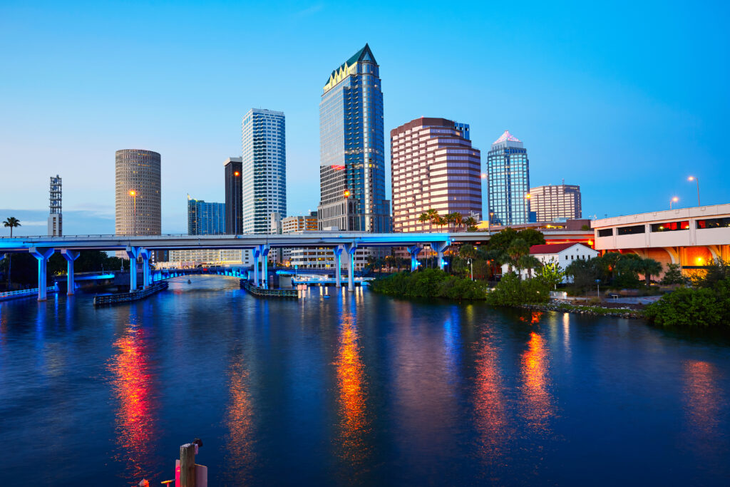 Tampa, FL skyline from Hilsborough river