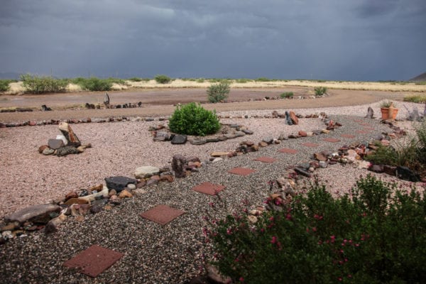 Stone path xeriscaping