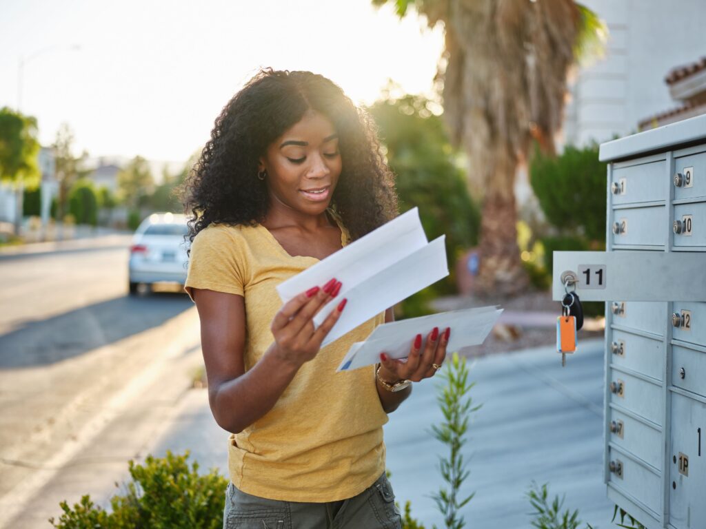 Woman checking mail