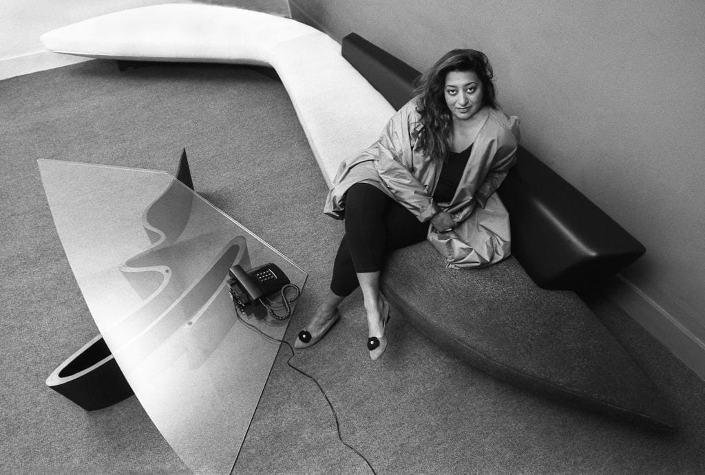 Iraqi architect Zaha Hadid in her London office, UK, circa 1985. (Photo by Christopher Pillitz/Getty Images)