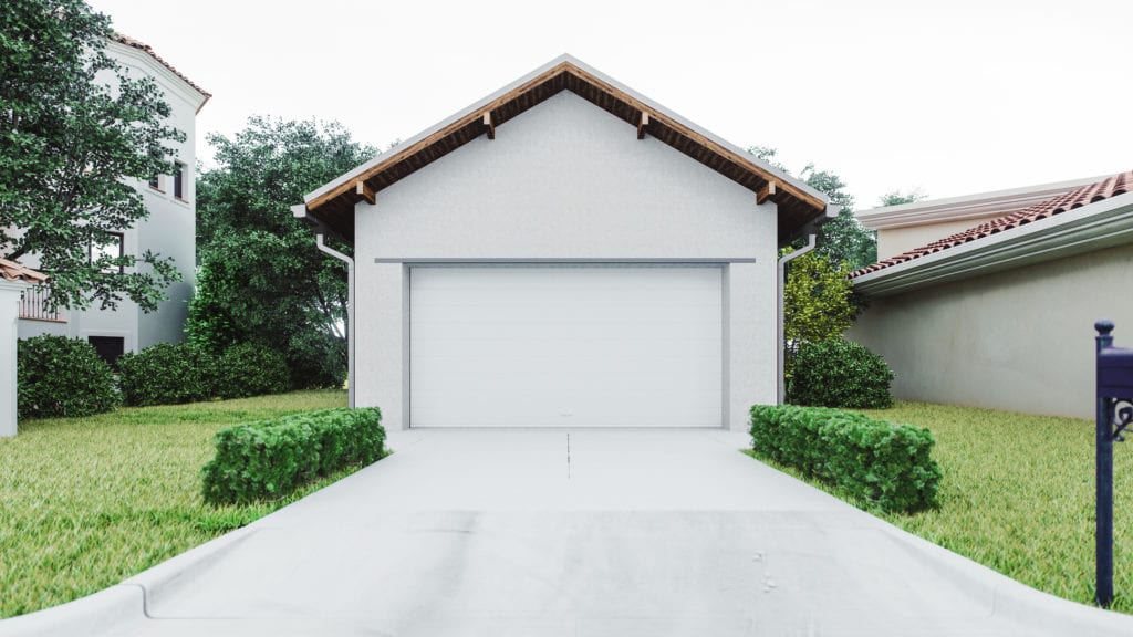 Small white garage exterior