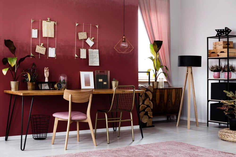 Home Office Color Schemes Deep Red
