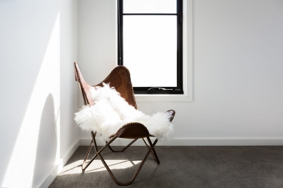 Sheepskin draped over chairs