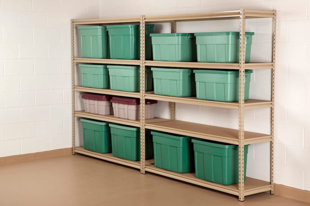 Organized Basement Rubber Bins